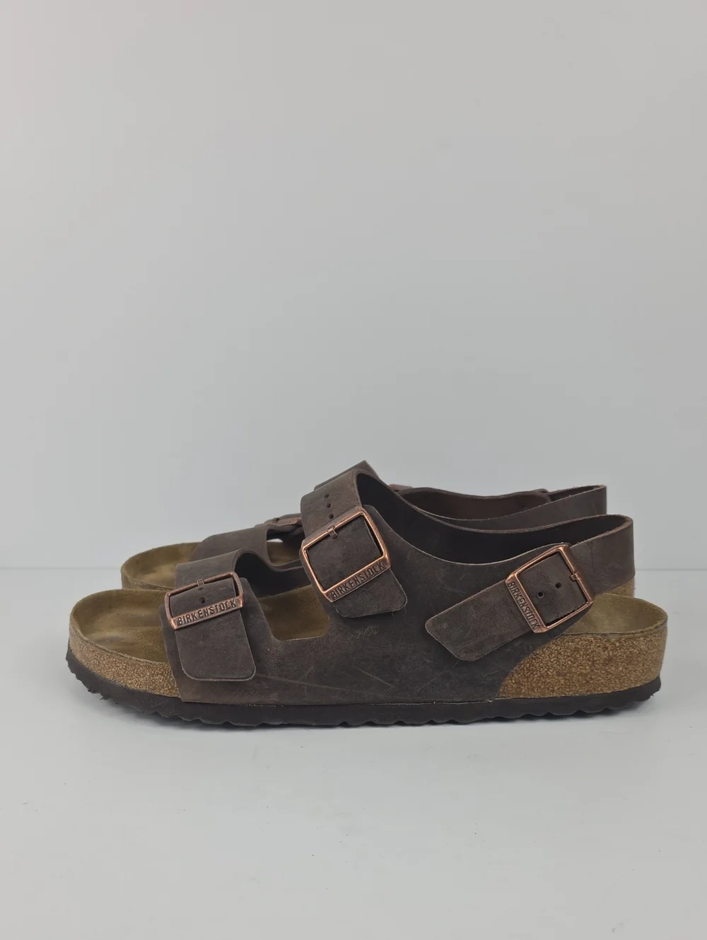 Birkenstock Milano Brown Oiled Leather Men's Sandals Size EU43 - US 10
